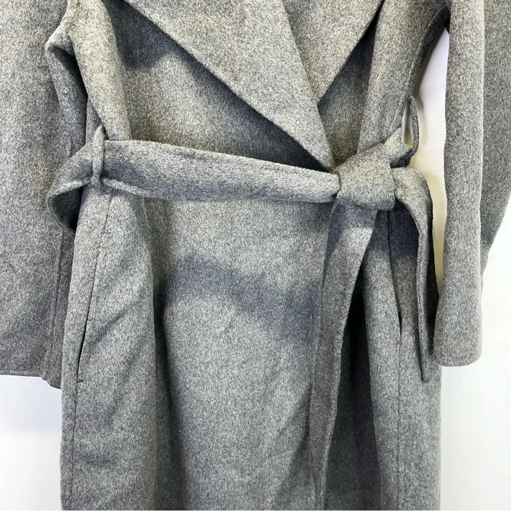 Lauren Ralph Lauren Belted Wool Blend Wrap coat gray - 14 - Picture 5 of 11